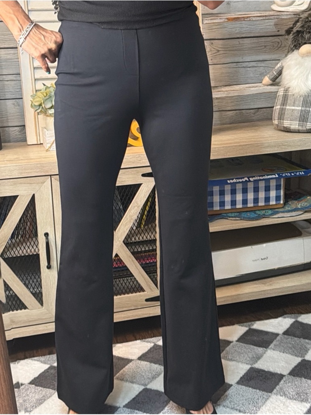 Halara Black Flared High Waist V front Active Pants - Picture 2 of 8